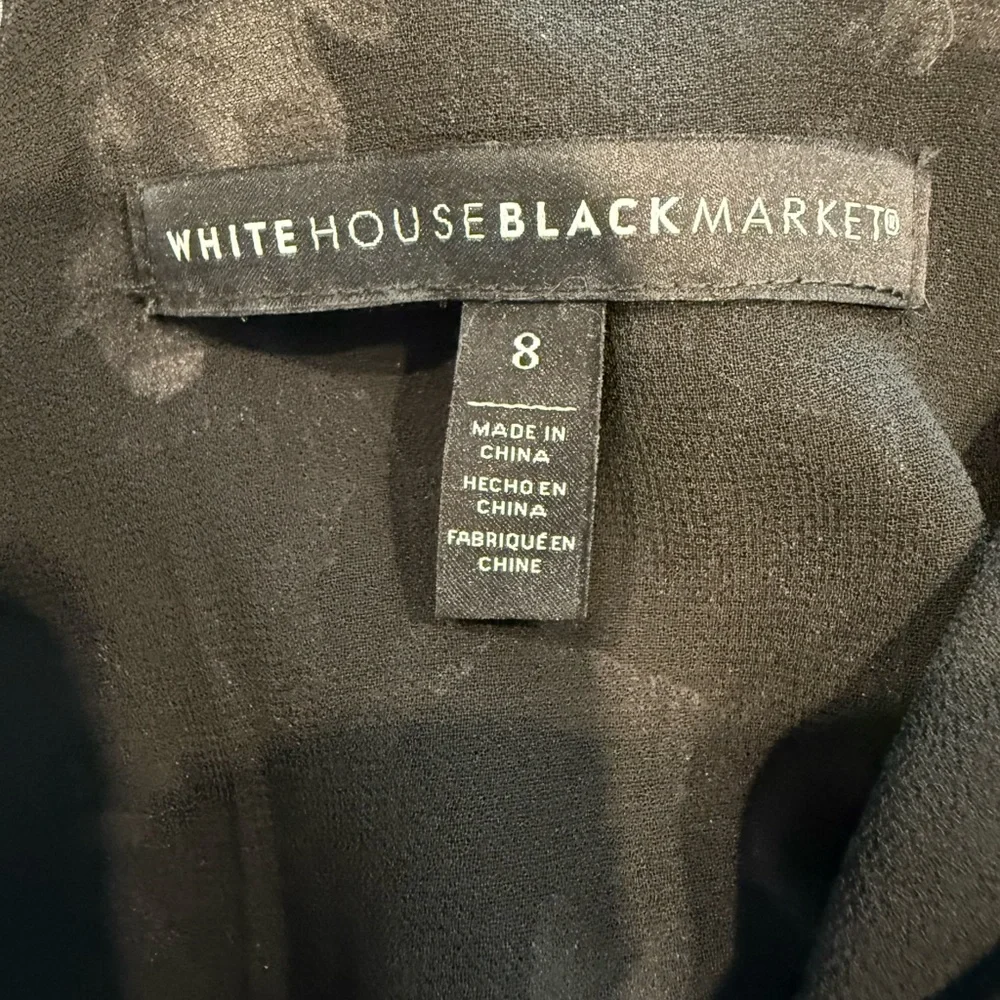 White House Black Market Black, Black and White Floral Velvet Wide leg Jumpsuit - Picture 4 of 4